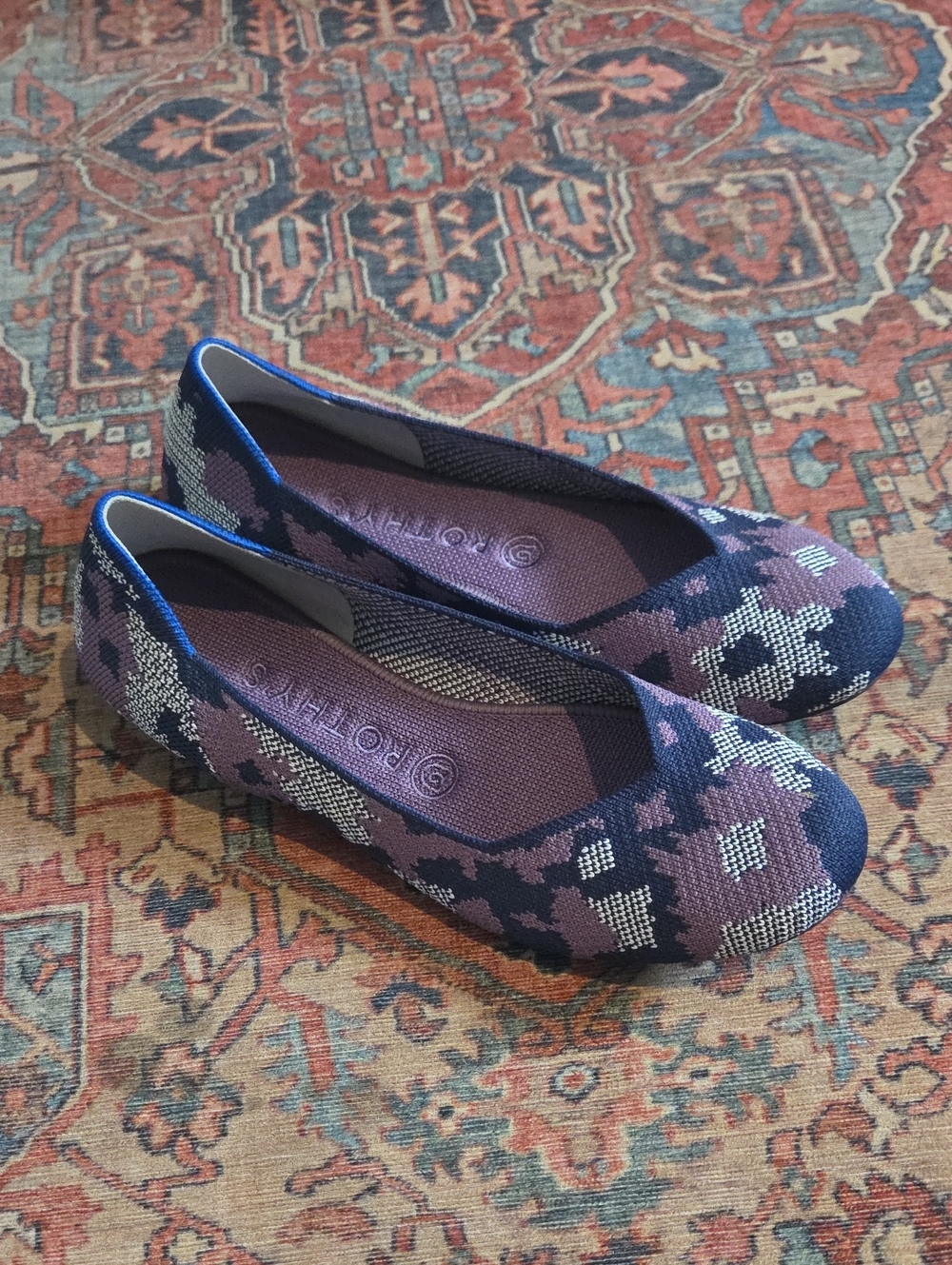 Rothy's Women's The Flat Round Toe Botanicamo Purple Camo Ballet Flats US Size 8